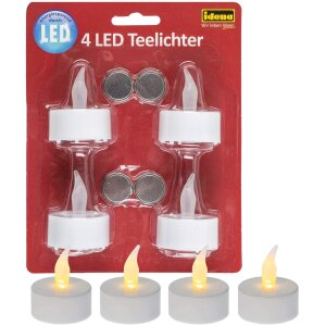 LED Teelichter incl. Batterie (CR2032) (4er--Set)