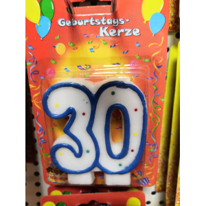 Zahlenkerze 30 - ohne Steckhülse