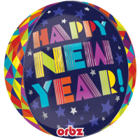 Folienballon - Motiv Happy New Year Sterne - XL - 40 cm / 0,04 m³