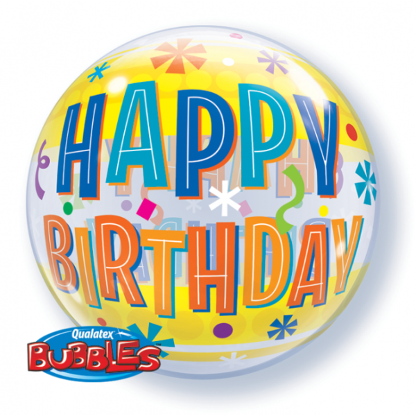 Ballon Happy Birthday Fun - XL/Strechtfolie/Single Bubble...