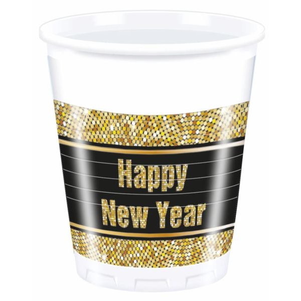 Partybecher gold/schwarz Happy New Year 200ml