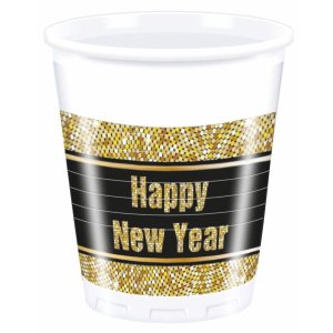 Partybecher gold/schwarz Happy New Year 200ml