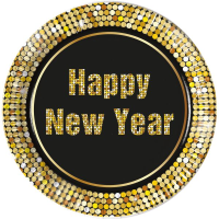 Partyteller gold/schwarz Happy New Year  ca. Ø 23cm