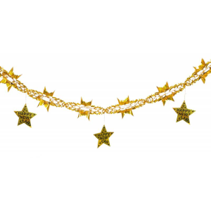 Girlande - Happy New Year schwarz gold Holografisch - 3 m
