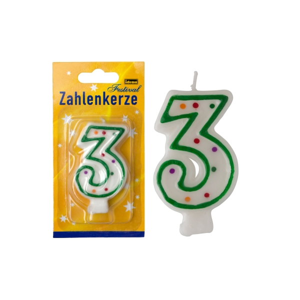 Zahlenkerze 3 - ohne Steckhülse