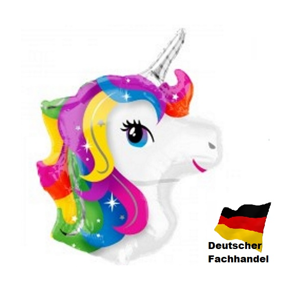 Folienballon - Figur Einhornkopf Regenbogen - S - 45 cm /...