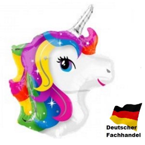 Folienballon - Figur Einhornkopf Regenbogen - S -...