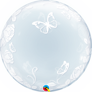 Ballon Deco Bubble Elegant Roses and Butterfly