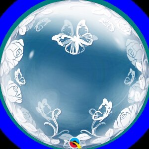 Deco Bubble Ballon - Motiv Elegant Roses and Butterfly -...