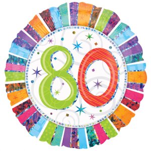 Folienballon - Motiv Zahl 80 Strahlender Geburtstag - S -...