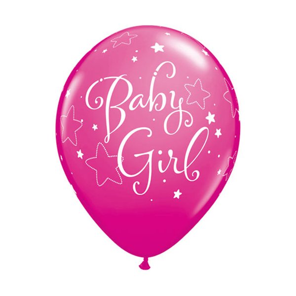 Motivballon Baby Girl Stars - S/Latex - 28 cm/0,02 m³