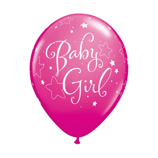 Latexballon - Motiv Baby Girl Stars - S - 28 cm / 0,02...