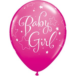 Latexballon - Motiv Baby Girl Stars - S/Latex - 28...