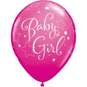Latexballon - Motiv Baby Girl Stars - S - 28 cm / 0,02...