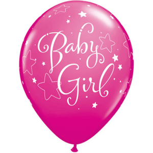 Latexballon - Motiv Baby Girl Stars - S - 28 cm / 0,02...