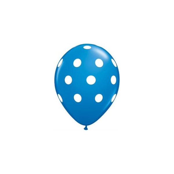 Latexballon - Motiv Fun blau - weiße Punkte, 27,5 cm, (6)