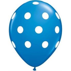 Latexballon - Motiv Fun blau - weiße Punkte,...