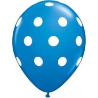 Motivballon Fun blau - wei&szlig;e Punkte, 27,5cm,  (6)
