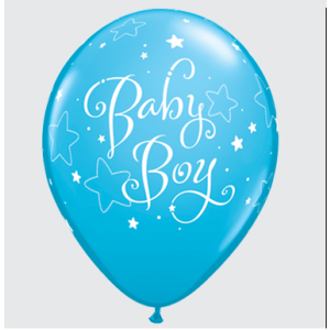 Latexballon - Motiv Baby Boy Stars - S/Latex - 28 cm/0,02...