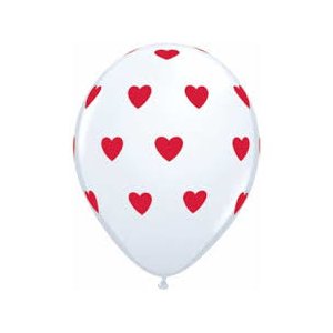 Latexballon - Motiv Herzen rot - Ballon weiß,...