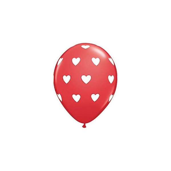 Latexballon-Set - Motiv Herzen rot/weiß (6)