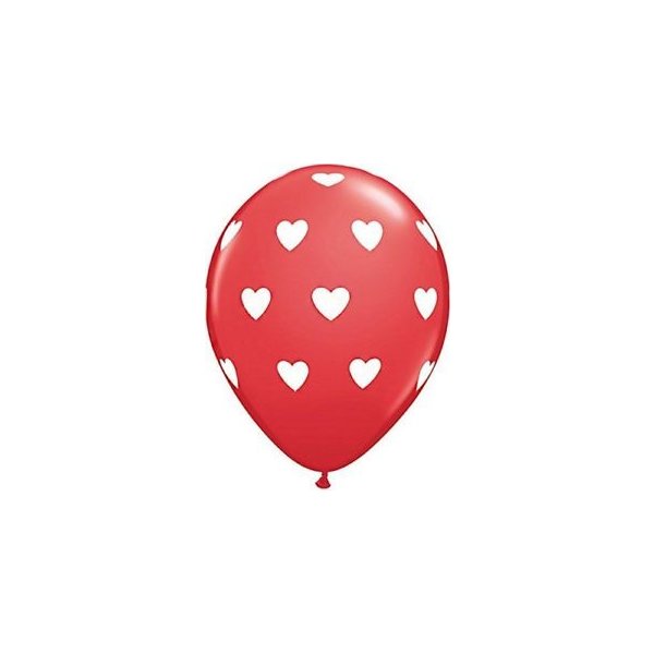 Motivballon-Set Herzen rot/weiß (6)