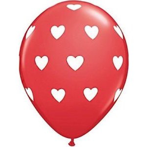 Latexballon - Motiv Herzen rot/weiß (6)