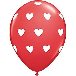 Latexballon-Set - Motiv Herzen rot/weiß (6)