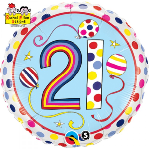 Folienballon - Motiv Zahl 21 - S - 45 cm / 0,02 m³