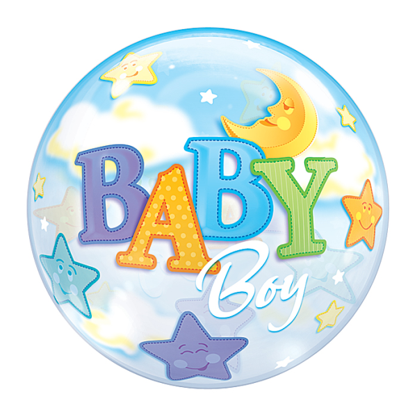 Single Bubble Ballon - Motiv Baby Boy - XL - 56 cm / 0,04 m³