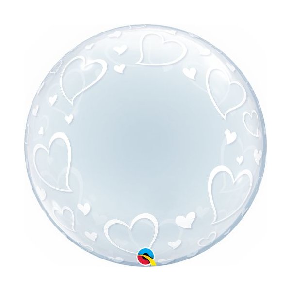 Ballon Stylish Hearts - XL/Stretchfolie/Deco Bubble - 56cm/0,04m³