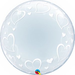 Deco Bubble Ballon - Motiv Stylish Hearts - XL - 61cm/0,04m³