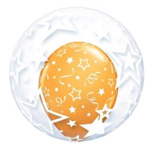 Ballon Stylish Stars - XL/Strechtfolie/Deco Bubble - 56cm/0,04m&sup3;