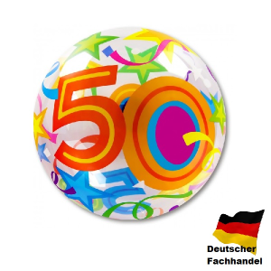Single Bubble Ballon - Zahl 50 - XL - 56 cm / 0,04 m³