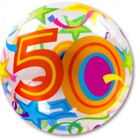 Ballon Zahl 50 - XL/Stretchfolie/Single Bubble - 56cm/0,04m³