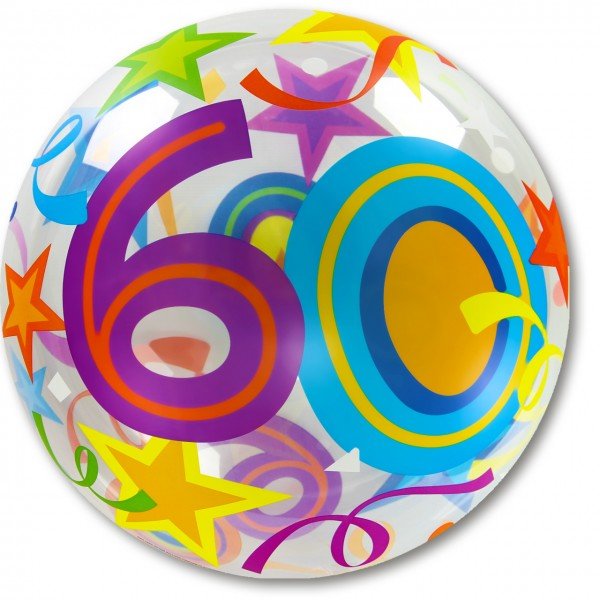 Ballon Zahl 60 - XL/Strechtfolie/Single Bubble - 56cm/0,04m³