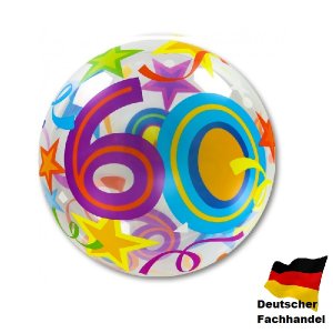 Ballon Zahl 60 - XL/Strechtfolie/Single Bubble - 56cm/0,04m&sup3;