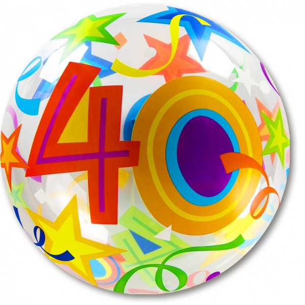 Single Bubble Ballon - Zahl 40 - XL - 56 cm / 0,04 m³