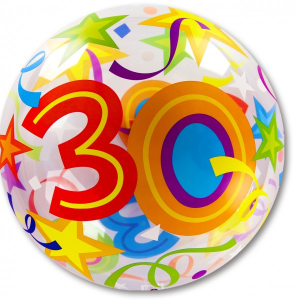 Single Bubble Ballon - Zahl 30 - XL - 56 cm / 0,04 m³