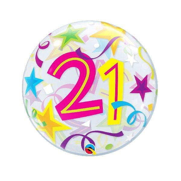 Ballon Zahl 21 - XL/Stretchfolie/Single Bubble -...
