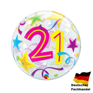 Single Bubble Ballon - Zahl 21 - XL - 56 cm / 0,04 m³