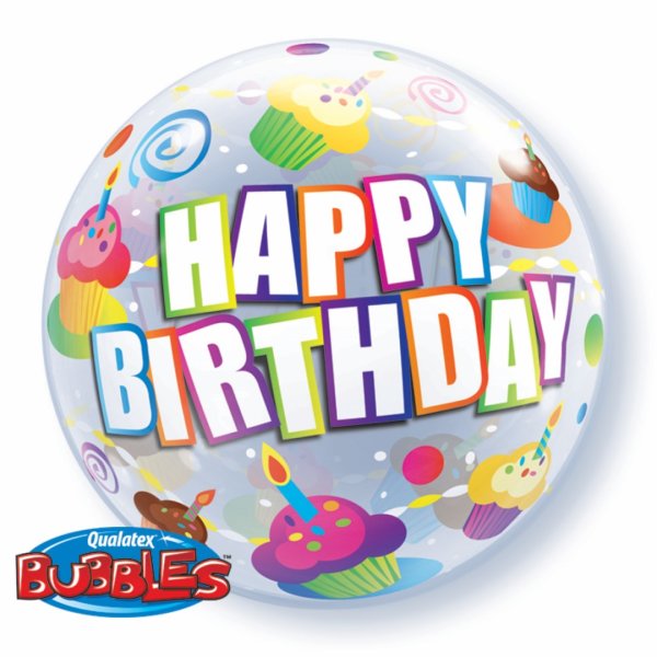 Single Bubble Ballon - Motiv Happy Birthday Colourful...
