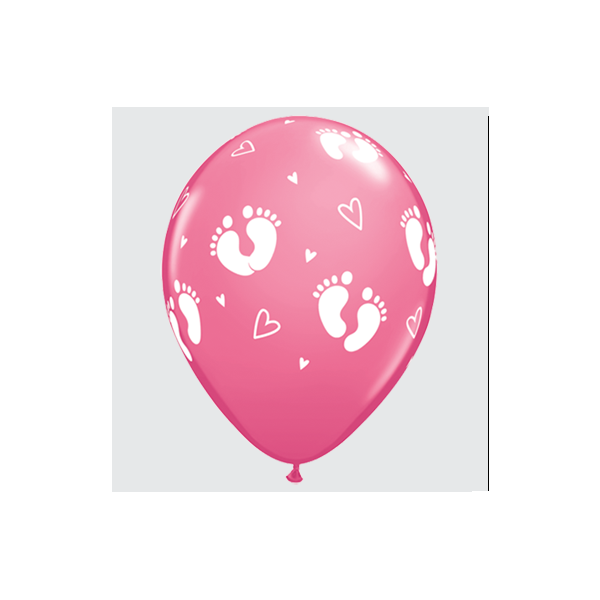 Latexballon Motiv Fussabdruck Pink - S/Latex - 28 cm/0,02...