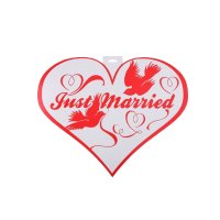 Schild - Just Married in rot - 48 cm