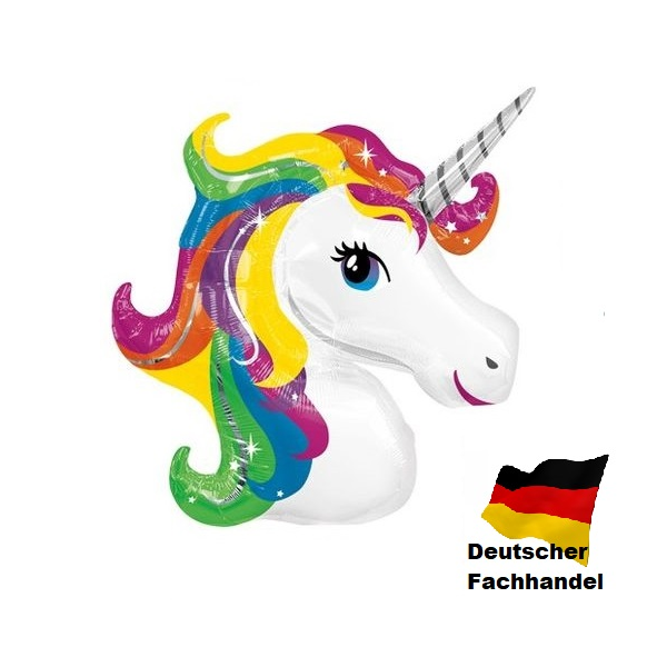 Folienballon - Figur Einhornkopf Regenbogen I - XXL - 83...
