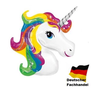 Folienballon - Figur Einhornkopf Regenbogen I - XXL - 83...