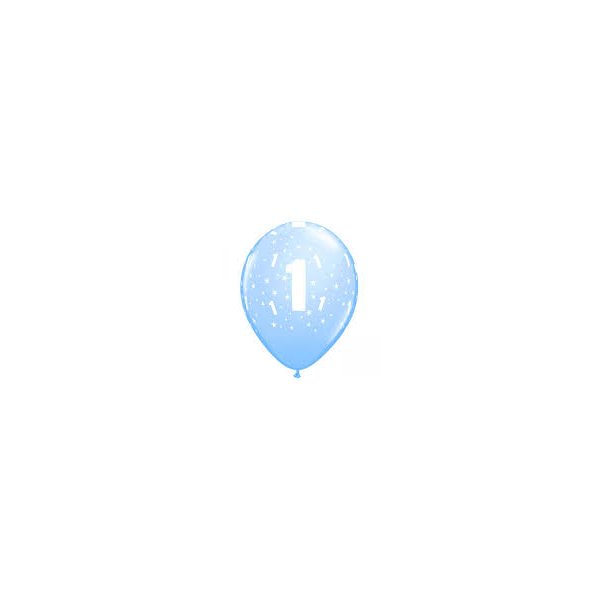 Motivballon-Set Zahl 1 Hellblau  - S/Latex - 28cm/0,02m³ (6)