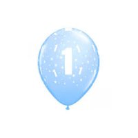 Motivballon-Set Zahl 1 Hellblau  - S/Latex - 28cm/0,02m³ (6)