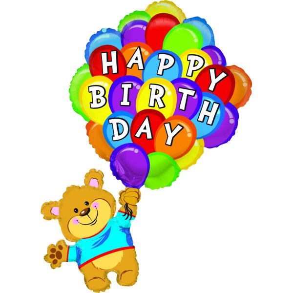 Folienballon - Figur Happy Birthday Ballonbär - XXL...