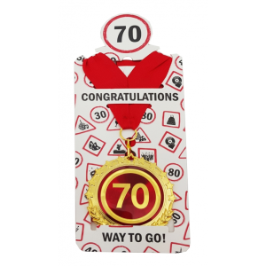 Medaille Zahl 70 Verkehrsschild